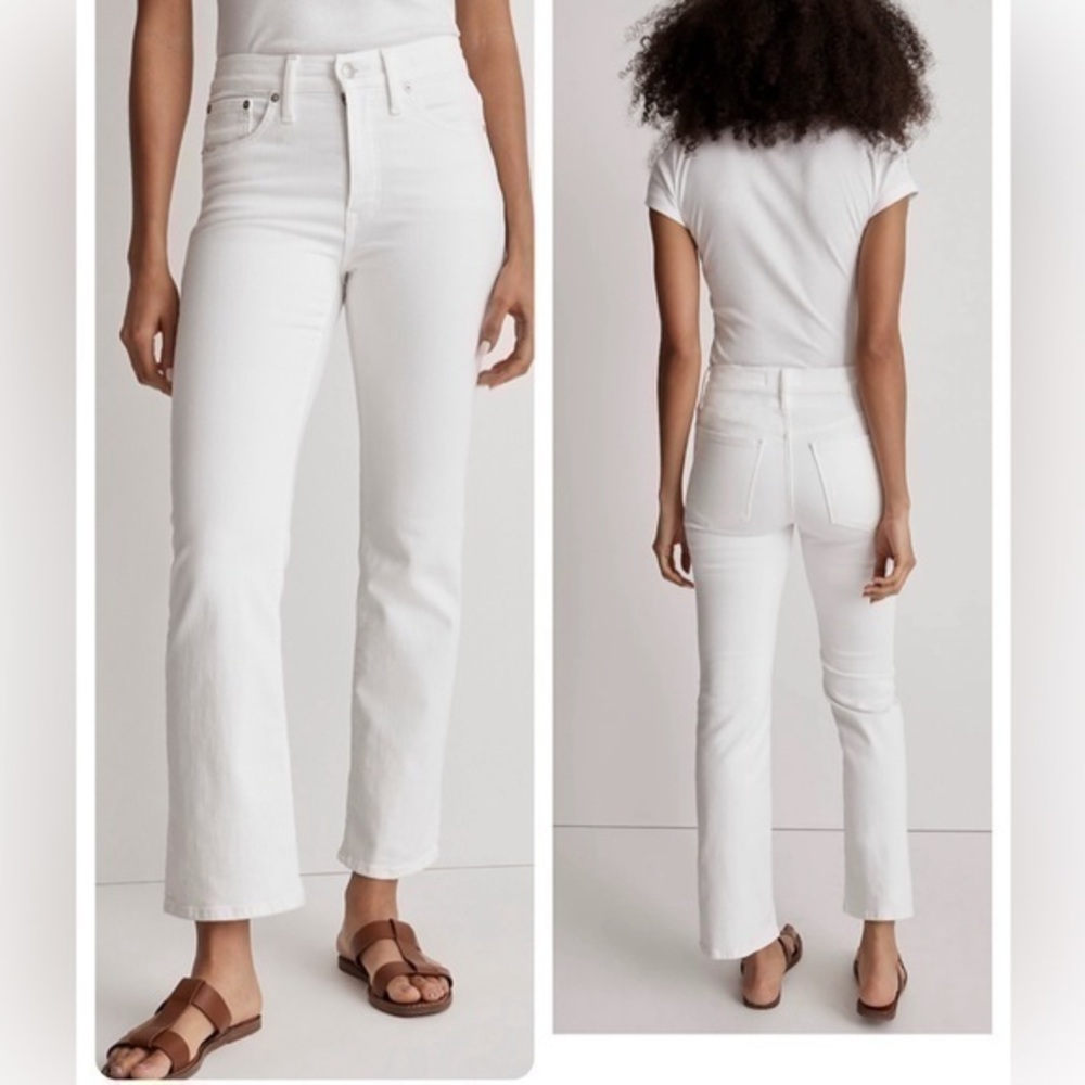 Madewell Mid Rise Kick Out Jeans White size 29T NWT